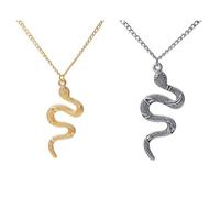 Collier En Forme De Serpent 2 Pièces, Bijoux Élément Serpent, Collier Rétro Mode, Bijoux Tendance, Accessoires Vestimentaires, Collier Pendentif (Argent, Or)