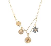 Collier en forme d'épingle à nourrice pour femme - Collier à breloques en forme d'épingle à nourrice doré - Collier tendance en argent sterling 925 - Symbole de soutien pour breloques de réfugiés