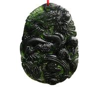 Collier en Jade Chinois, Collier avec Pendentif en Jade Vert, Image vive Porte-Bonheur Verte sculptée à la Main, breloque Chinoise, 1, Pierre