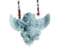 Collier en jade naturel bleu eau tridimensionnelle ailé doré Roc oiseau Jadéite Collier Pendentif Homme Femme Couple Amulette Dieu Gardien, Offrez-lui un cadeau