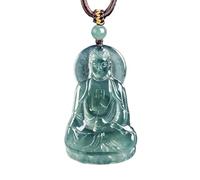 Collier en jade pour homme, jadéite naturelle de qualité A, bleu, bouddha, dieu Amitabha, pendentif en jade de type riz glacé, tendance et haut de gamme, offrez-lui un cadeau