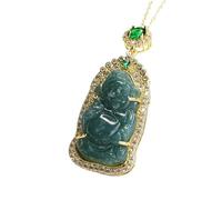 Collier en jade pour homme, pendentif en émeraude naturelle, collier dieu de l'eau bleue, bijoux en pierre de jade, accessoire classique tendance, offrez-lui un cadeau