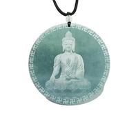 Collier en jade pour homme, pendentif en jade naturel bleu eau grand soleil Bouddha ombre sculpté jadéite style ethnique personnage de dessin animé souvenir unisexe, offrez-lui un cadeau