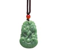 Collier en jadéite du zodiaque chinois - Pierre précieuse fine de qualité A - Douze signes du zodiaque - Collier avec pendentif amulette (bœuf)