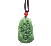 Collier en jadéite du zodiaque chinois - Pierre précieuse fine de qualité A - Douze signes du zodiaque - Fabriqué par des animaux du zodiaque - Collier avec pendentif amulette (dragon)