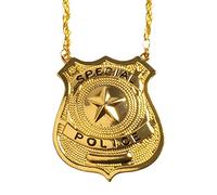Collier en métal insigne police doré adulte - Doré - Taille Unique