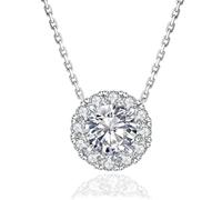 Collier en moissanite avec pendentif en argent sterling 925 plaqué or 1,0 carat, chaîne d'ancre de 1,2 mm, 45 + 5 cm, aspect diamant, avec boîte à bijoux et boîte cadeau, pour femme, certificat GRA