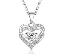 Collier en moissanite avec pendentif en argent sterling 925 plaqué or 1,0 carat, chaîne d'ancre de 1,2 mm, 45 + 5 cm, aspect diamant, avec boîte à bijoux et boîte cadeau, pour femme, certificat GRA