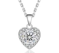 Collier en moissanite avec pendentif en argent sterling 925 plaqué or 1,0 carat, chaîne d'ancre de 1,2 mm, 45 + 5 cm, aspect diamant, avec boîte à bijoux et boîte cadeau, pour femme, certificat GRA