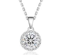 Collier en moissanite avec pendentif en argent sterling 925 plaqué or 1,0 carat, chaîne d'ancre de 1,2 mm, 45 + 5 cm, aspect diamant, avec boîte à bijoux et boîte cadeau, pour femme, certificat GRA
