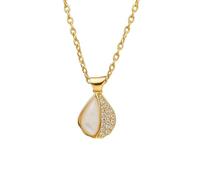 Collier en nacre avec pendentif en forme de goutte plaqué or et oxyde de zirconium pour homme et femme 50 cm