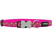 Collier en nylon Dingo rouge avec étoiles roses, Taille : XS