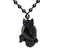 Collier en obsidienne naturelle avec amulette porte-bonheur et chaîne de perles réglable en cristal noir - Cadeau spirituel pour homme et femme, Gemme, Obsidienne