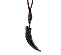 Collier en obsidienne noire | Pendentif en noir avec cordon - de protection pour hommes et femmes, Refer to description, , Unisexe