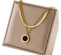 Collier en or avec double vipère en acier chirurgical, cercle noir