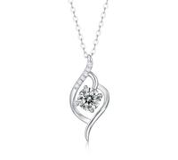 Collier en or blanc 18 carats avec pendentif en forme de moissanite en spirale 45 cm, platine, Moissanite