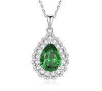 Collier en or blanc 750 véritable avec pendentif en forme de larmes - 45 cm, Or blanc 14 carats (585), Topaze Moissanite