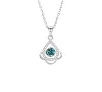 Collier en or blanc Au375 9 carats avec moissanite verte - Pendentif en forme de larmes creux - 45 cm, platine, Moissanite