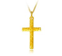Collier en Or Jaune 18 carats avec Croix de jésus pour Femme, Collier de mariée pour Mariage