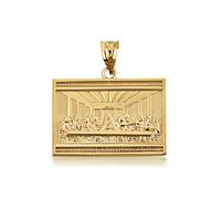 Collier en or « La Cène de Jésus avec ses disciples » | Or jaune, rose ou blanc 10 carats ou 14 carats | Pendentif au choix uniquement ou longueur de la chaîne, Pendant only, Métal, Pas de pierre