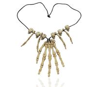 Collier en os d'Halloween - Motif tête de mort squelette et main, bijoux inspirés du vaudou pour homme des cavernes, accessoire de costume de sorcière effrayant