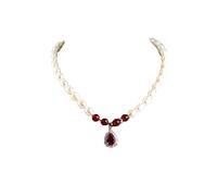 Collier en perles de riz en perles d'eau douce naturelles, rubis, chaine pour femme Cadeau
