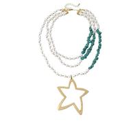 Collier en perles multicouches en forme d'étoile - Accessoire simple mais spectaculaire, polyvalent et très élégant