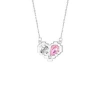 Collier en perles pour femme, collier en cristal de perles, cadeaux d'amour, collier en argent sterling 925 pour femme, chaîne de clavicule en zircon rose avec pendentif « You In My Heart »