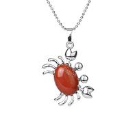 Collier en pierre - Collier pendentif à breloque crabe en pierre naturelle Cabochon Perles de cristal d'aventurine Colliers mignons d'animaux de l'océan Cadeaux pour fille et homme Port quotidien,