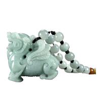 Collier en pierre de jade, amulette Feng Shui, pendentif Pixiu, pierre naturelle, émeraude, jade, pendentif Piyao fabriqué à la main, amulette, bijoux, talisman for la prospérité, l'argent, la bonne c
