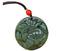 Collier en pierre de jade, collier de richesse Feng Shui, collier en jade néphrite Hetian, collier pendentif rond avec breloque dragon, collier en pierres précieuses naturelles, collier long porte-bon