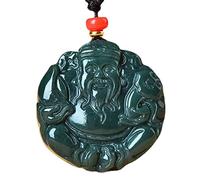 Collier en pierre de jade, collier Feng Shui, collier de prospérité, collier en pierres précieuses naturelles, collier en jade Hetian, collier pendentif Dieu de la richesse, collier en cristal for fem