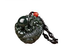 Collier en pierre de jade, pendentif amulette Feng Shui Pi Xiu en pierre semi-précieuse naturelle, pendentif Piyao en jade Hetian fabriqué à la main, talisman for la prospérité, l'argent, la bonne cha