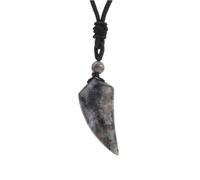 Collier en Pierre Naturelle avec Pendentif dent de Loup, améthyste, œil de Tigre, pendentifs en Cristal, Bijoux d'halloween pour Homme et Femme, Labradorite Noire, Taille Unique