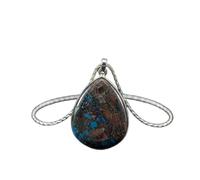 Collier en pierre naturelle de forme chrysocollaire en poire, multicolore, à la coupe lisse, 35 x 28 mm, avec chaîne câble de 45 cm. Bijou artisanal de guérison, accessoire d'astrologie | L_GMYP_0252