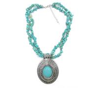 Collier en Pierre Naturelle Vintage, Collier en Gravier Turquoise, 2 Couleurs en Option, Perles de Riz pour Dames, Bijoux à Porter au Quotidien, Printemps et Automne, Turquoise, Taille Unique
