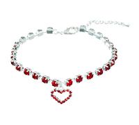 Collier en pierre précieuse pour chiot - Brillant - Strass - Chat - Accessoire de mariage - Accessoire élégant - Décoration de fête de fiançailles (rouge, L)