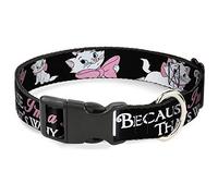 Collier en Plastique pour Chien Aristochats Marie 3 Poses Because Im a Lady Thats Why Black 15,2 à 22,9 cm Largeur 1,3 cm