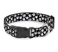 Collier en Plastique pour Chien Mickey Mouse Hand Gestures2 - Noir et Blanc - 15,2 à 23,9 cm de Large