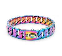 Collier en pour Chien en Or Avec Boucle de Conception Sécurisée, Résistant a La Mastication, 32mm Collier en Métal Anti-Mastication Personnalisé pour Chiens, Cadeau Personnalisable pour Les Amis(#E,45