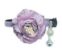 Collier en velours violet | Fermeture Breakaway | Avec fleur et clochette positionnables