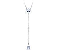 Swarovski Collier en Y Attract, Taille ronde, Bleu, Métal rhodié