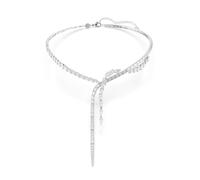 Collier en Y Mesmera, tailles mixtes, blanc, finition rhodium