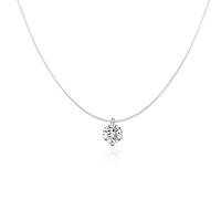 Collier en zircone cubique à fil invisible - collier à pendentif minimaliste en argent sterling 925 pour femme, chaîne réglable