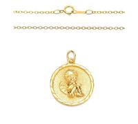 Collier - Enfant - Chaîne et Pendentif - Médaille - Ange - Baptême - 18 mm - Or Jaune Vermeil - 14 Carats - 45 cm