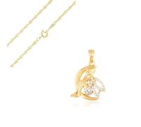 Collier - Enfant - Chaîne Torsadée - Pendentif - Fée Clochette - Cristal - Blanc - Plaqué Or Jaune 750/1000 - 3 Microns