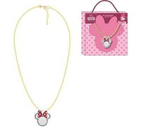 Collier enfant Minnie Mouse doré avec double chaîne et pendentif silhouette emblématique | Bijoux officiels Disney pour filles de plus de 3 ans, idéal pour les fêtes et jouer à s'habiller