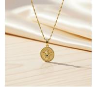 Collier - Enfant - Pendentif - Médaille - Ange - Baptême - Plaqué Or Jaune 585/1000 - 45 cm