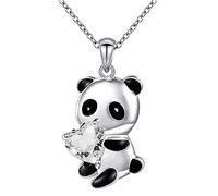 Collier et bijoux européens Pan-da en forme de cœur plaqué Cu- Collier américain mignon Pan-da Collier américain coloré Colliers et pendentifs colliers monogrammés pour femmes, Acier inoxydable, Pas