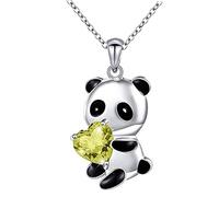 Collier et bijoux européens Pan-da en forme de cœur plaqué Cu- Collier américain mignon Pan-da Collier américain coloré Colliers et pendentifs colliers monogrammés pour femmes, Acier inoxydable, Pas